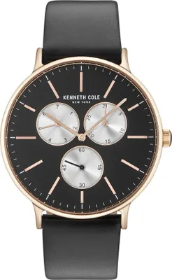 Produktbild von Kenneth Cole Herren Quarz Armbanduhr aus Edelstahl mit Leder Band - KC14946006