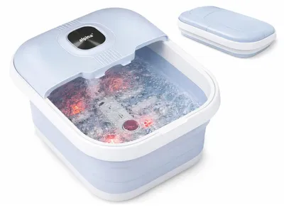 Obrázok produktu pre alpina foot spa 8L 500W - Skladací masážny prístroj na nohy s vyhrievaním a bublinkami - Masážne valčeky a pemza - Domáce kúpele na starostlivosť o nohy - Svetlomodré