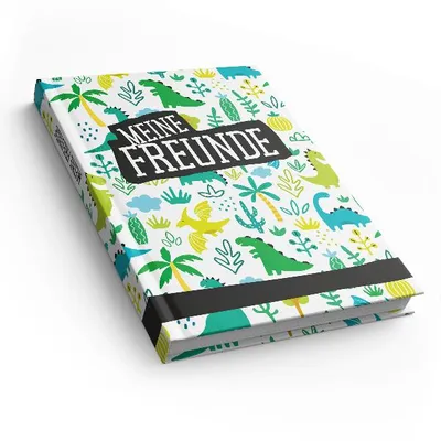 Produktbild von itenga Freundebuch Dino Muster DIN A5, 88 Seiten 150g Naturpapier