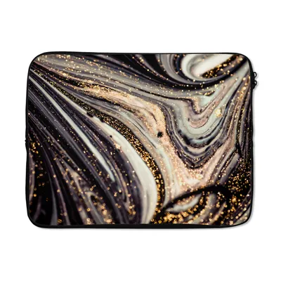 Produktbild von MuchoWow® Laptop Hülle 15 Zoll Marmoroptik - Schwarz - Gold - Weiß - Glitter - Marmor Laptoptasche - Laptoptasche - Sleeve - Rundum-Schutz