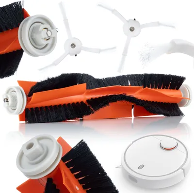 Produktbild von Rosfix Ersatzteile-Set für Xiaomi Mi Vacuum – Hauptbürste und 2 Seitenbürsten | Kompatibel mit Mi Robot Vacuum, S5, S6 Modellen
