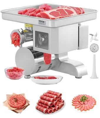 Produktbild von VEVOR Fleischwolf, 14 lbs/Min elektrischer Fleischwolf, Schneider, Wurstfüller mit Klinge, Mahlscheibe, Wursthersteller, Edelstahl Fleischzerkleinerer Schrank zum Schneiden, Zerkleinern, Würfeln, Restaurantmetzger, 5 mm-a