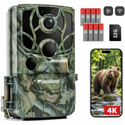 Produktbild von 4K Wildkamera mit Handyübertragung APP Bewegungsaktivierte Bewegungsmelder Wildlife Kamera Nachtsicht Wasserdichte IP66  inkl. 32GB TF-Karte