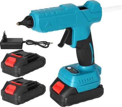 Produktbild von Akku Heißklebepistole - 18V kabellose Klebepistole - PTC-Schnellaufheizung - für 11 mm Klebesticks - Kupferdüse - 2 Akkus, EU-Stecker, für DIY Basteln & Reparaturen