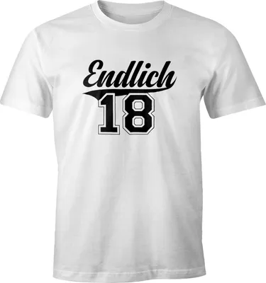 Produktbild von Herren T-Shirt Geburtstag Geschenk Endlich 18 College Stil Volljährig erwachsen Fun-Shirt Moonworks® weiß M