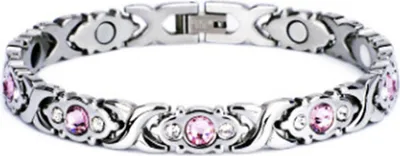 Produktbild von Frauen Armband Dicke Kette Schnalle Verschluss Glänzend Magnetische Gesundheit Energie Armband Schmuck Zubehör-Weiß