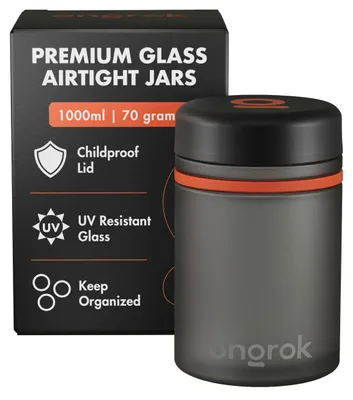 Vorratsdose 1 l, Glas, luftdicht, kindersicherer Deckel, farbcodiert