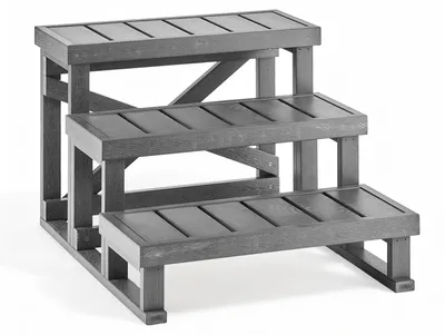 Image de Escalier VEVOR pour spas et camping-cars, à 3 marches, avec des marches de 70 cm de largeur, adapté aux piscines, aux camping-cars, aux terrasses et aux jardins. Marches antidérapantes avec une capacité de charge de 160 kg, utilisable par tous les types de temps