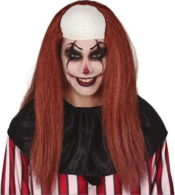 Produktbild von Horror Clown Langhaar Perücke Rotgruselig Halloween Kostüm Accessoire, Farbe: Braun