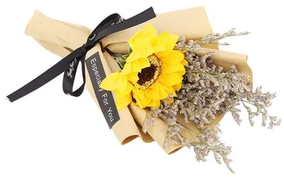 Trockenblumenstrauß, konserviert, gelb, 24 cm, natürliche Dekoration
