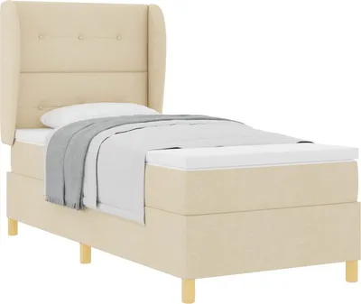 Image de Lit à ressorts avec matelas Crème 200 x 80 cm tissu