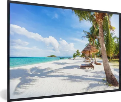 Produktbild von MuchoWow® MuchoWow® Gerahmtes Poster Strand - Meer - Palmen 90x60 cm - Poster mit zchwarzem Bilderrahmen - Fotorahmen - Foto-Plakat