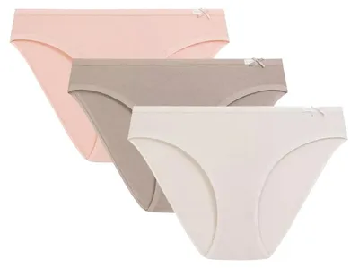 Imagen del producto de Conjunto de 3 bikinis Damen, colores rosa, gris y beige, con algodón, talla XL