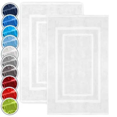 Produktbild von Badematte Badvorleger 2er Pack 50x80cm, 100% Baumwolle, Weiß