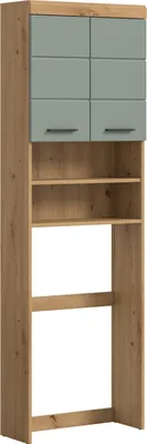 Produktbild von Scout Waschmaschinenschrank 2 Türen, 2 Schubladen, 3 Regale Salbeidekor, Eiche Nachbildung.