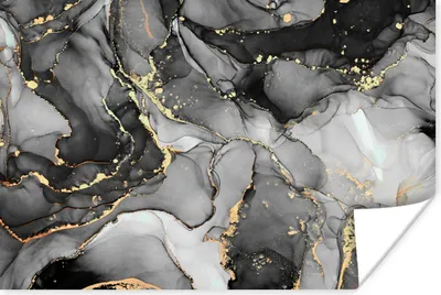 Produktbild von MuchoWow® Poster Marmor - Schwarz - Gold - Grau 120x80 cm - Bilder