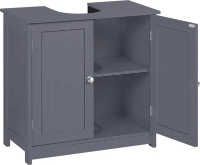 Zdjęcie produktu dla Happiq Szafka łazienkowa - 2 drzwi - Wolnostojąca szafka łazienkowa 30x60x60 cm - Z regulowaną półką