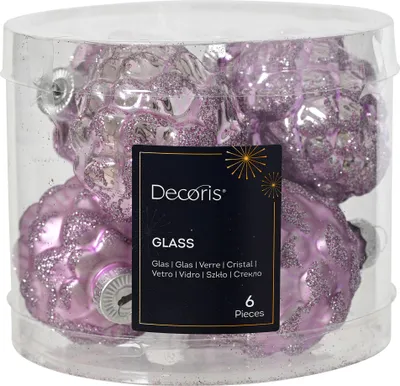 Produktbild von Christbaumschmuck Zapfen 7cm Glas 6 Stück - Helllila