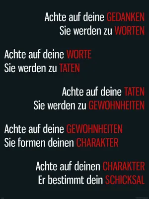 Produktbild von Achte auf deine Gedanken - Motivational - Poster Druck - Größe 60x80 cm