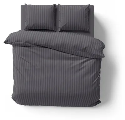 Produktbild von 3-tlg Premium Damast Bettwäsche 200x200 + 80x80 cm mit YKK Reißverschluss Garnitur anthrazit