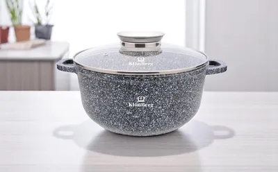 Produktbild von Klönberg 12-teiliges Topfset, antihaftbeschichtet, ideal für alle Herdarten, mit Deckel, schnell aufheizbar, Induktionstöpfe KB3921 GRAU