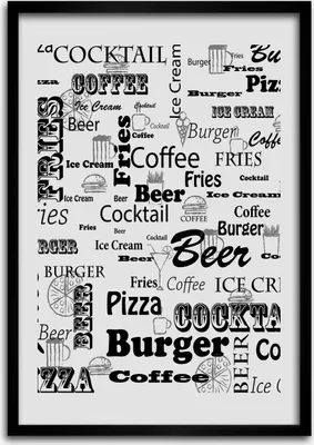 Produktbild von Bild - Bilderrahmen - Foto - 70 cm x 100 cm - MDF - Rahmen - Wandkunst - Menü im Restaurant