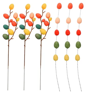 Produktbild von 6 Stück Künstliche Ostereierzweige aus Schaumstoff für bunte Osterdekorationen, Blumenarrangements, Osterbäume und Frühlingsdeko