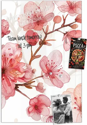 Produktbild von Magnettafel 60x90cm Pinnwand Whiteboard beschreibbar - Blumenmuster Blüten
