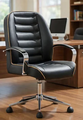 Produktbild von Bürosessel Schwarz mit gepolsterter Rückenlehne und Metallgestell