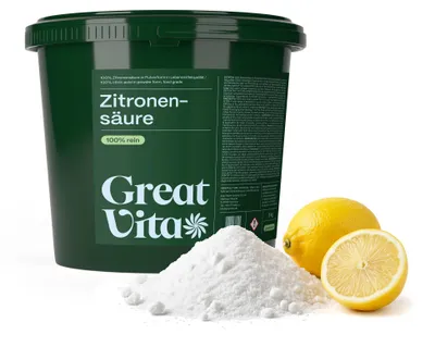 Produktbild von GreatVita Zitronensäure Pulver 5 kg Eimer | Lebensmittelqualität E330, reine Citronensäure Monohydrat