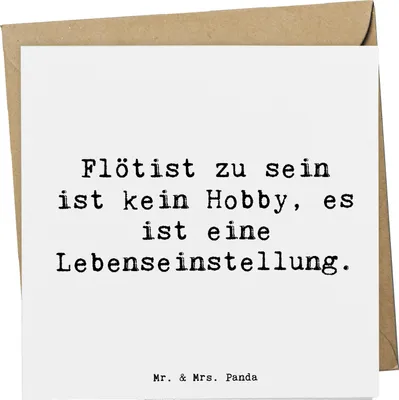 Produktbild von Mr. & Mrs. Panda Klappkarte Spruch Flöte Lebensgefühl - Weiß - Geschenk, Windinstrument, Glückwunschkarte, Melodie, Geschenke, Grußkarte, Musiker, Instrument, doppelkarte