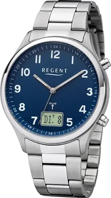 Produktbild von Regent Herren Uhr Funkuhren Metall Funkuhr Analog-Digital silber URFR281