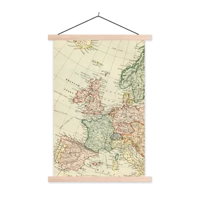 Produktbild von MuchoWow® Textilposter Weltkarte - Vintage - Europa 60x90 cm mit holzfarbenen Rahmen - Textil