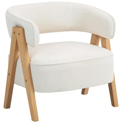 Immagine prodotto di Poltrona - Sedia - Poltrona con braccioli - Sedia imbottita - Poltrona d'accento - Bianco - Rivestimento in morbida microfibra