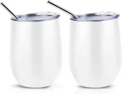 Zdjęcie produktu dla Kieliszki do wina ze stali nierdzewnej, 12 oz, dwuścienne, próżniowe, zestaw upominkowy