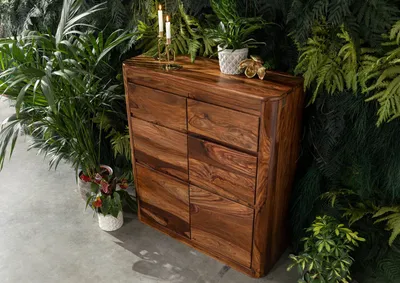 Produktbild von MASSIVMOEBEL24 Kommode Sheesham 100x37x111 walnuss gewachst TORONTO #238