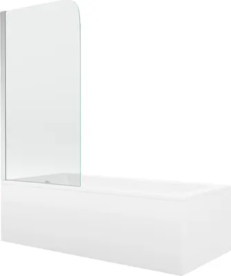Immagine prodotto di Mexen Cubik vasca rettangolare 160 x 70 cm con pannello e paravento a 1 anta 80 cm, trasparente, cromo - 550316070X9008010100