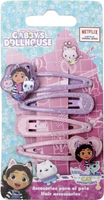 Obrázek produktu pro Sada sponek do vlasů Gabbys Dollhouse – 4 barevné sponky pro děti a dívky