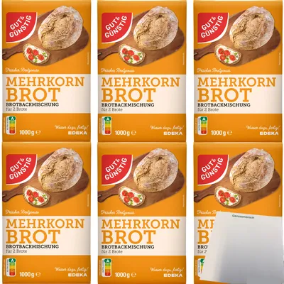 Produktbild von Gut & Günstig Brotbackmischung Mehrkornbrot 6er Pack (6x1000g Packung) + usy Block