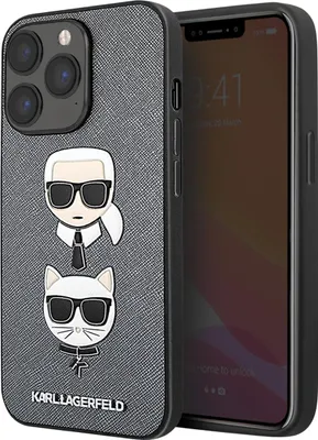Immagine prodotto di Karl Lagerfeld, Custodia Saffiano Karl & Choupette per Apple iPhone 13 Pro, grigio
