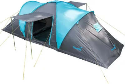 Produktbild von Familienzelt Skandika Hammerfest 6 Personen Kuppelzelt, mit 2 Sonnendächer (blau)