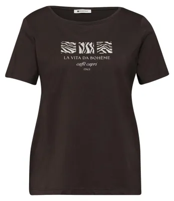 Produktbild von Street One LTD QR basic pearl print shirt espresso brown 36