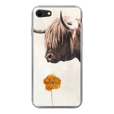 Produktbild von MuchoWow® Handyhülle Schutzhülle Hülle für iPhone 8 Schottischer Highlander - Vintage - Blume Silikon Softcase Handy Hülle - Schutzhaube