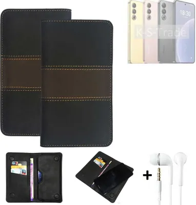 Produktbild von K-S-Trade Handyhülle + Kopfhörer kompatibel mit Meizu 20 Schutzhülle Walletcase Bookstyle Tasche Schutz Case Hülle Wallet Cover Kunstleder