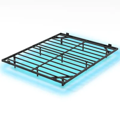Produktbild von COSTWAY Bettgestell Metall, Doppelbett mit LEDs, Fernbedienung & Matratzensicherungsstopper, Schwebebettgestell Lattenrost 200x160x24cm Nur Bettrahmen