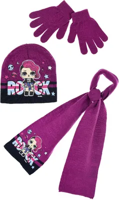 Produktbild von L.O.L. Surprise! Kinder Winter-Set 3-tlg. Mütze, Schal und Handschuhe           , Farbe:Lila, Größe:52