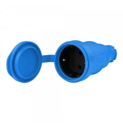 Produktbild von Gummikupplung 16A 230V 2P+E Steckdose Kupplung blau 9986