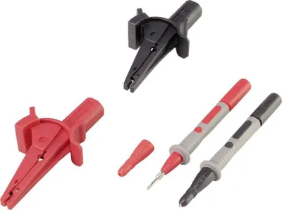 Produktbild von VOLTCRAFT MSS-103 Krokodilklemmen-Set VC-8097030 Buchse 4 mm CAT III 1000 V, CAT IV 600 V Schwarz, Rot 1 Set
