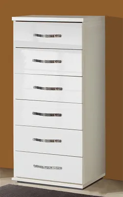 Produktbild von Kommode Schubkastenkommode Trio weiß / weiß hochglanz 46cm Neu