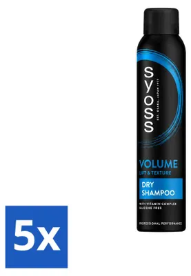 Zdjęcie produktu dla 5 sztuk szamponu sucho zwiększającego objętość włosów Syoss - 200 ml - zestaw ekonomiczny